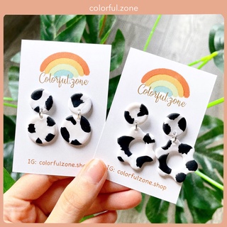 Khuyên tai / Bông tai nữ handmade đất sét Nhật - Cow Print 5