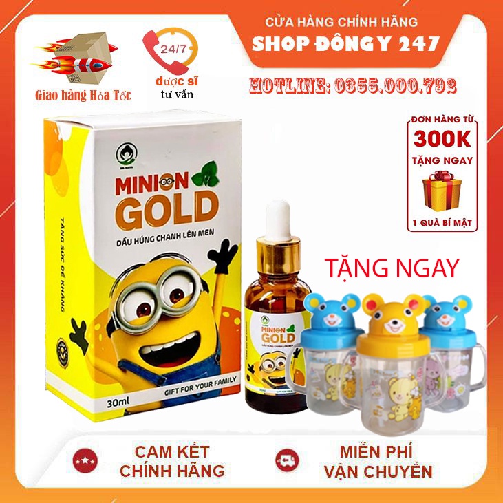 ✅Dầu húng chanh lên men Minion Gold 30ml giảm ho, khò khè, tăng đề kháng