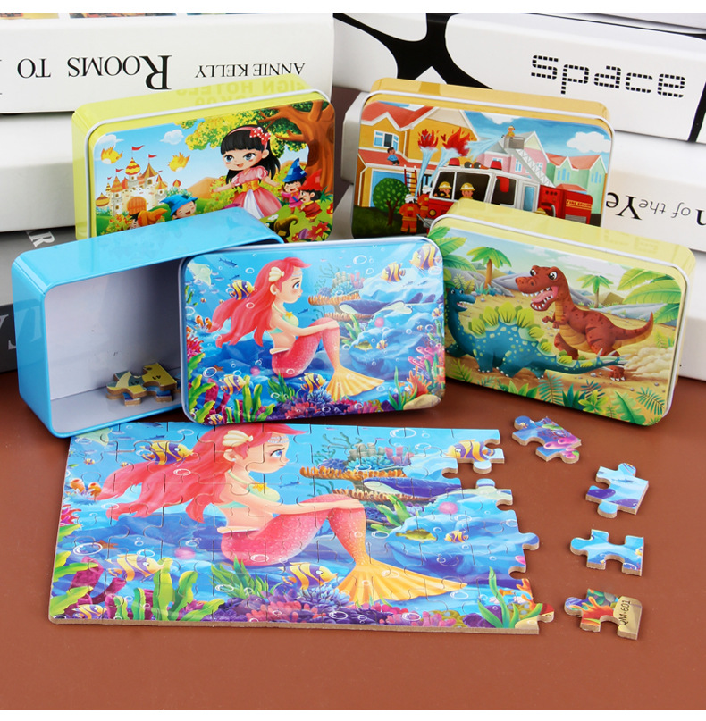 [Hàng Săn Sale] [được chọn mẫu] XẾP HÌNH GỖ PUZZLE 60 MẢNH HỘP THIẾC CHO BÉ_Trò Chơi phát tiển tư duy