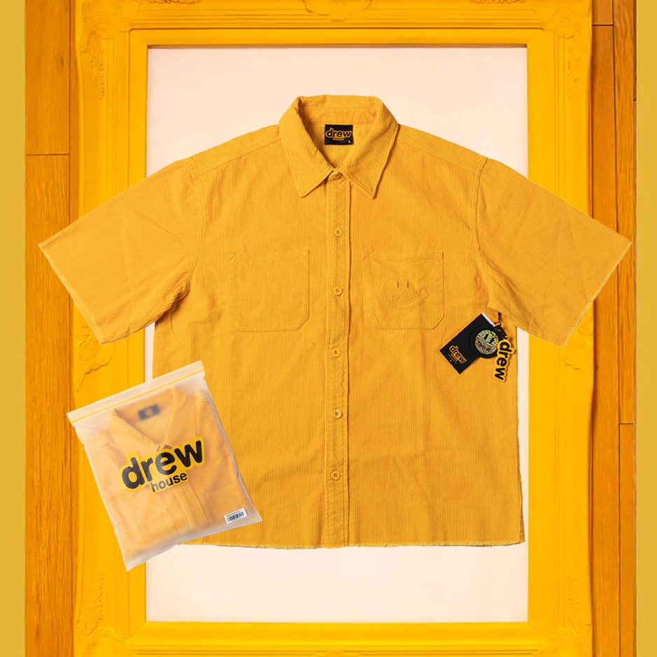 ⚡️[BEST QUALITY] -  Áo sơ mi Justin Bieber DREW HOUSE SS CORDUROY SHIRT - YELLOW Mirror Quality, áo sơ mi drew house