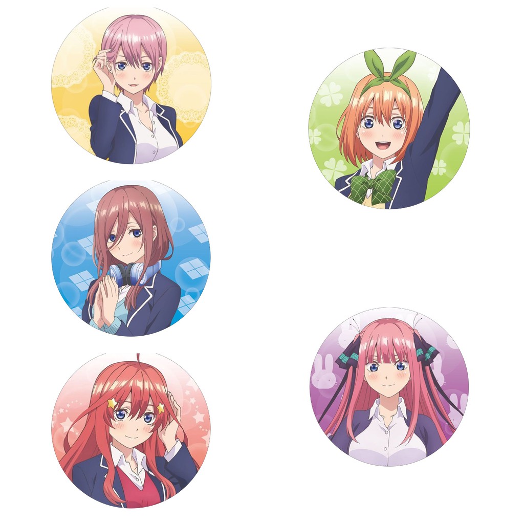 Combo 5 huy hiệu cài áo IN HÌNH Gotoubun no Hanayome Nhà có 5 nàng dâu anime chibi dễ thương m1