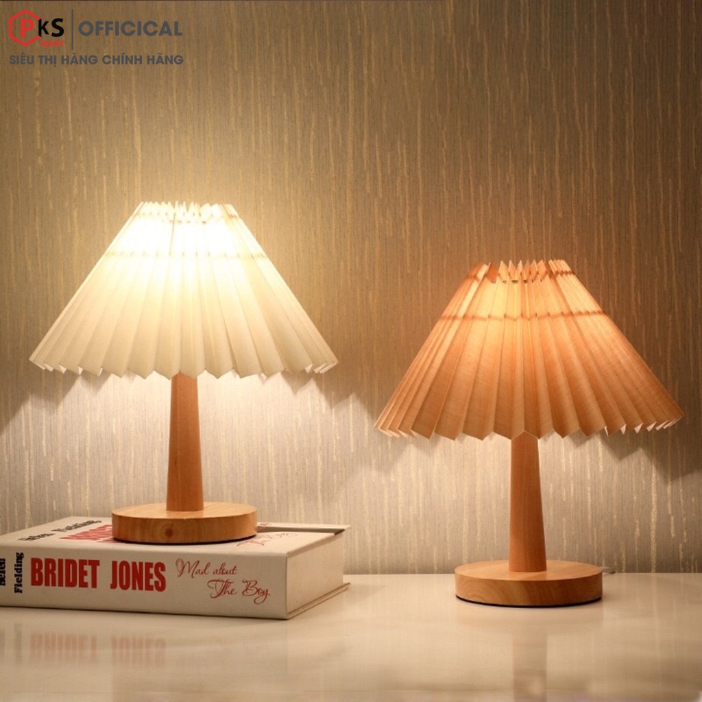 Đèn Ngủ Để Bàn Thân Gỗ Sồi Đèn LED 12W Siêu Sáng Tăng Giảm Độ Sáng Phong Cách Hàn Quốc