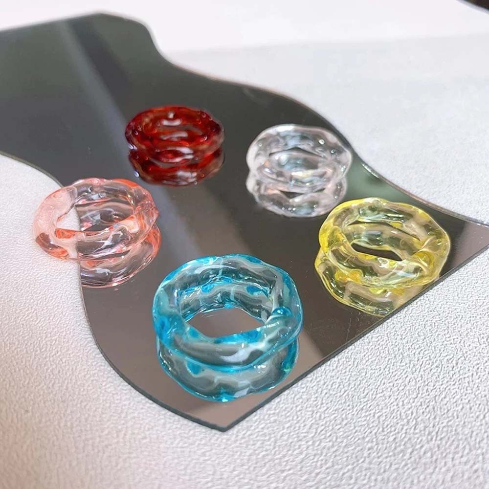 Nhẫn Acrylic Trong Suốt Nhiều Màu Sắc Phong Cách Hàn Quốc Cổ Điển Thời Trang