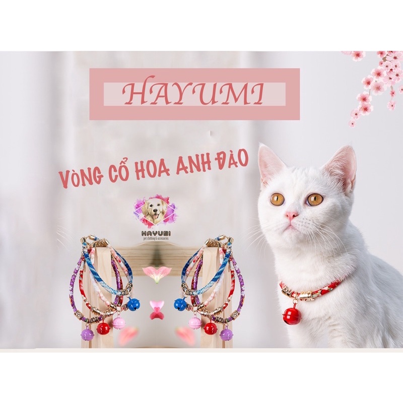 VÒNG ĐEO CỔ HOA ANH ĐÀO CHO CHÓ MÈO - DÂY ĐEO CỔ CHO CHÓ MÈO