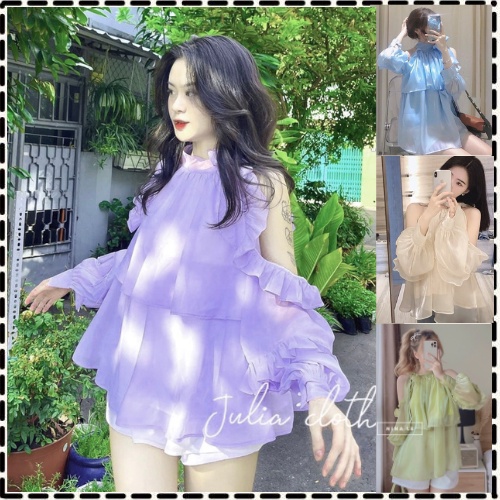 Áo bèo hở vai tay rơi chất tơ ngọc tra.i 𝙎𝙝𝙤𝙥 𝙓𝙞𝙣𝙝, Áo bánh bèo trễ vai tay rơi cực xinh