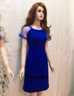 Đầm chữ A tay raglan phối lưới
