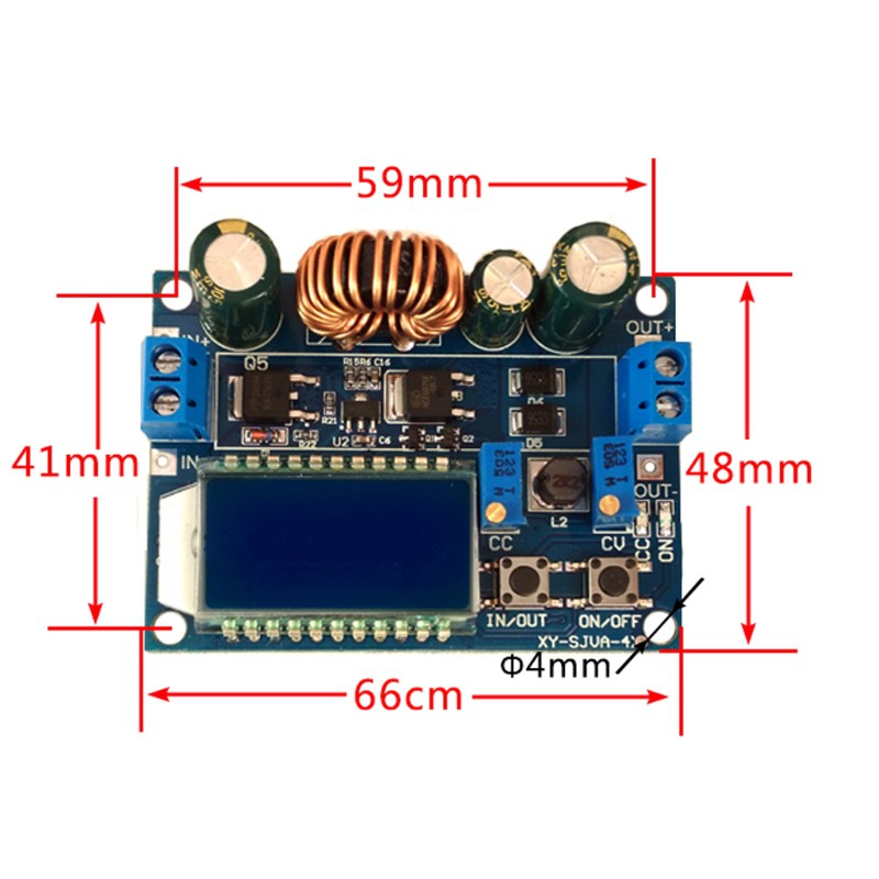 Bảng mạch điều chỉnh điện áp 4A với màn hình LCD