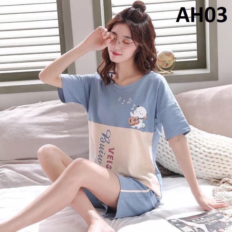 Đồ mặc nhà💖FREESHIP💖Giảm 50k đơn 2 sp  Đồ  ngủ  cotton xanh dịu mát mã  AH03