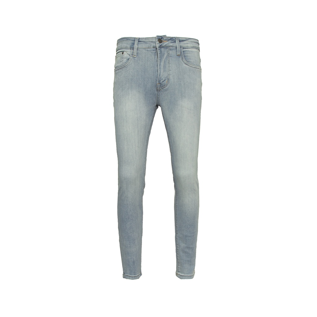 Quần Skinny Jeans Nam Màu Xanh Nhạt Trơn Chất Liệu Cotton Co Giãn Ống Đứng Dáng Ống Ôm Chân Chuẩn Skinny