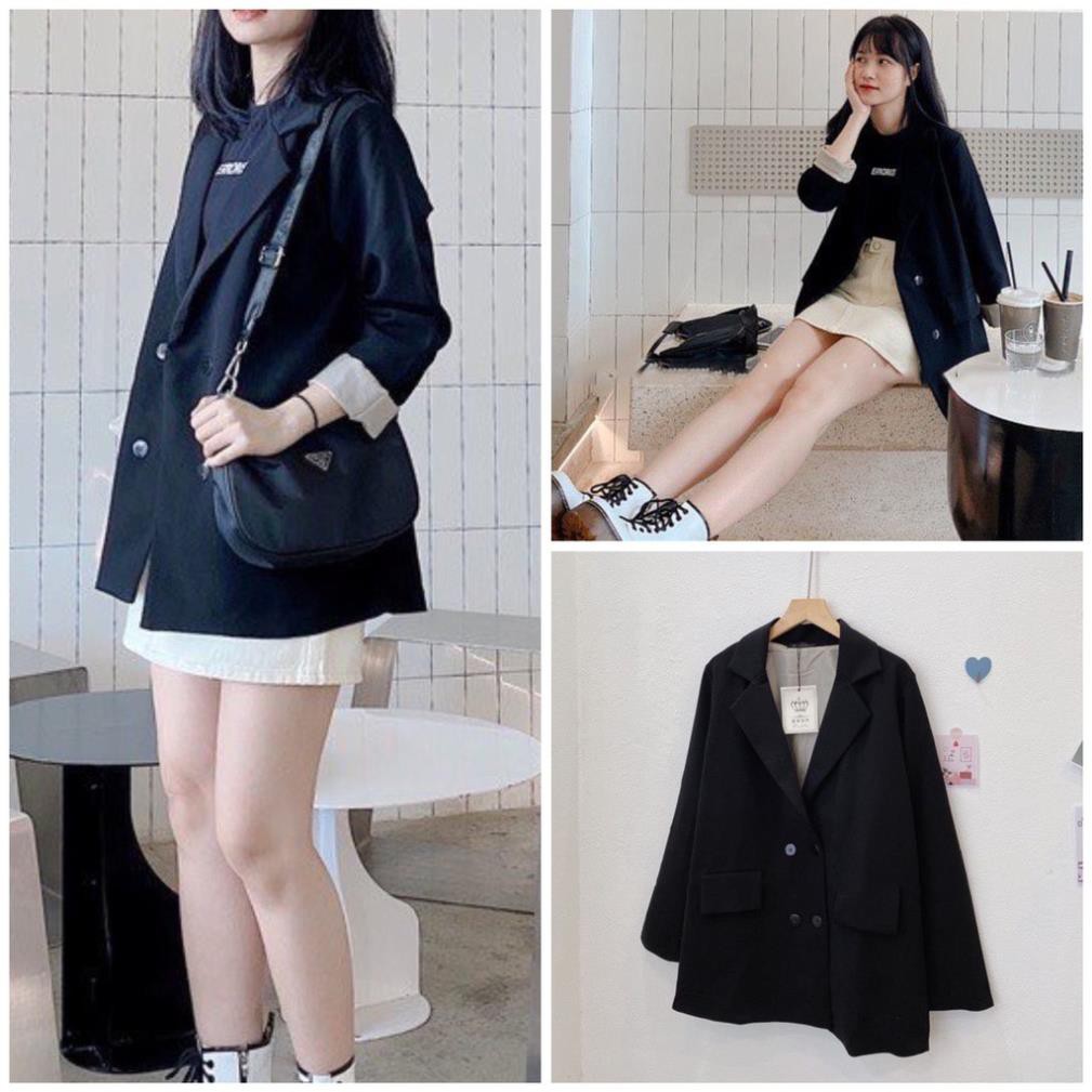 áo blazer trơn nữ 2 lớp có túi nắp - áo vest màu đen ulzzang ( ảnh thật/ có sẵn) | BigBuy360 - bigbuy360.vn