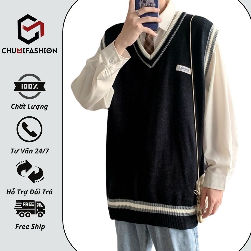 Áo Len Gile Nam Nữ Cổ Vest form rộng unisex CHUMI phong cách Hàn Quốc CM036