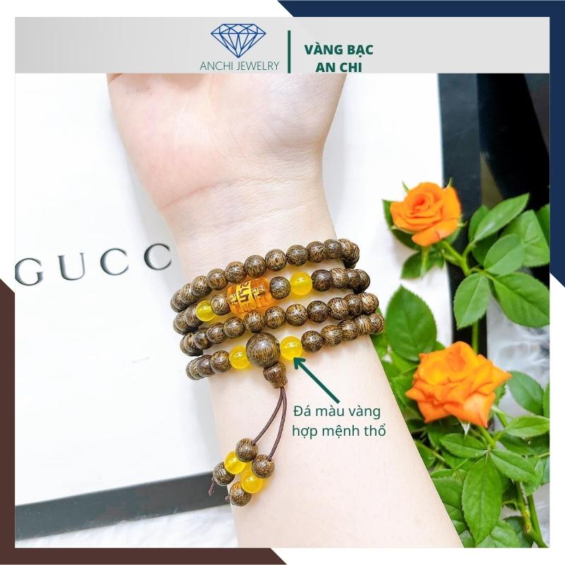 Vòng tay trầm hương 108 hạt nhỏ mix lu thống omani mệnh kim mộc thuỷ hỏa thổ, Anchi jewelry