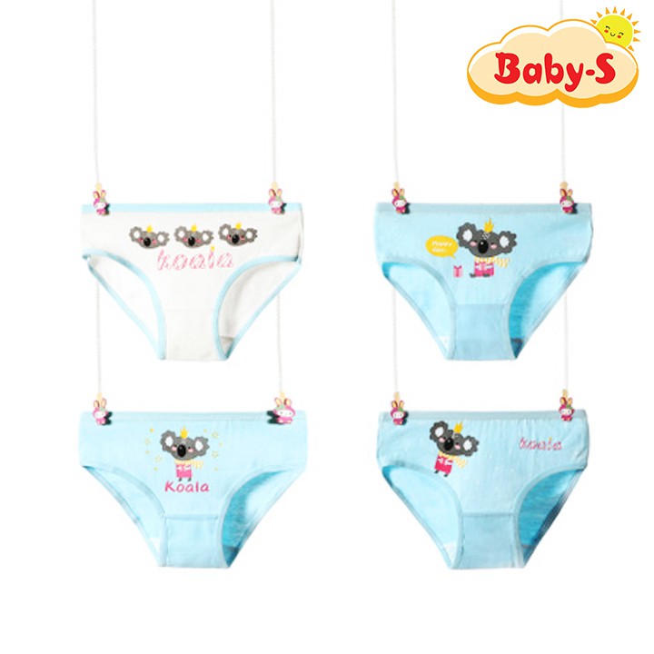 Quần lót cho bé, Quần chip cotton cho bé gái 2-12 tuổi chất cotton mềm thoáng khí họa tiết hình gấu Baby-S – SC019