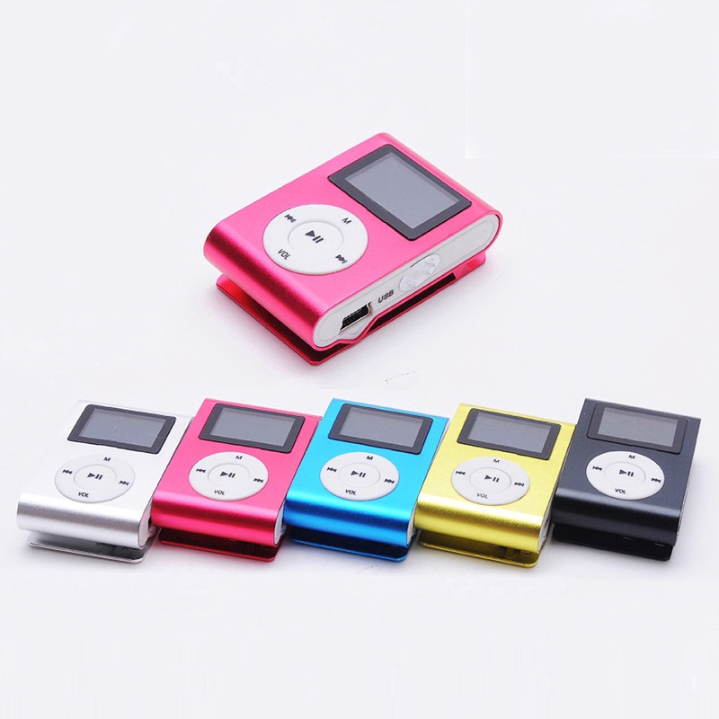 Máy nghe nhạc MP3 Player có kẹp kim loại kèm khe cắm thẻ nhớ và dây cáp