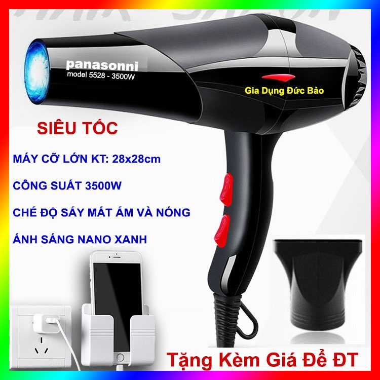 Máy Sấy Tóc Tạo Kiểu 2 Chiều Nóng Lạnh Công Suất Lớn 3500W Tặng Đầu Thổi Và Giá Để Điện Thoại