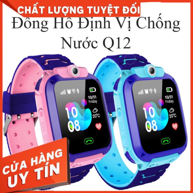 Đồng Hồ Thông Minh Trẻ Em Q12 Chống Nước - Thông Minh - An Toàn Cho Bé Nắp Sim nghe gọi 2 Chiều Hỗ trợ sim 4G Có Đv - Hà