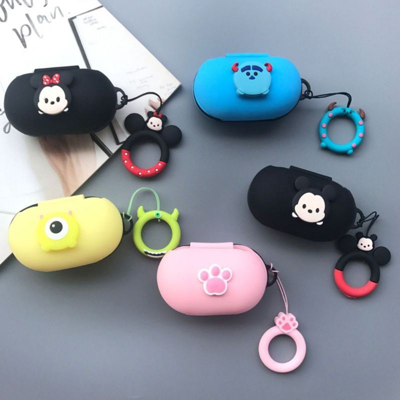Vỏ bọc bảo vệ hộp sạc tai nghe bằng silicon xinh xắn + dây đeo cho Samsung Galaxy Buds