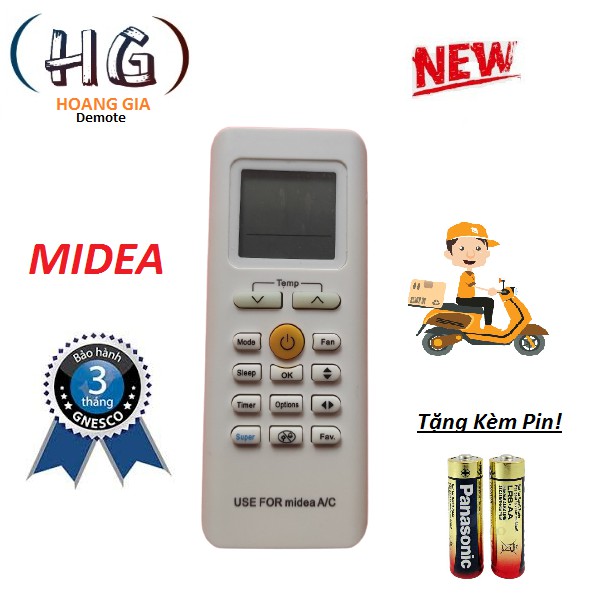 Điều khiển điều hoà MIDEA - Hàng Tốt + tặng kèm pin!