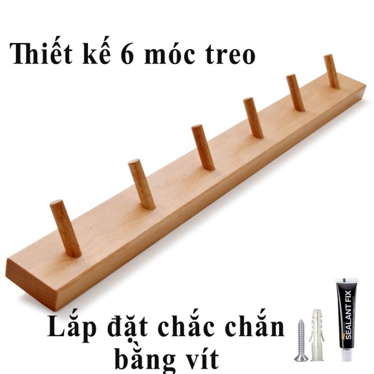 tUANN2 Mắc Treo Quần Áo Gắn Tường, Móc Treo Đồ Đa Năng Bằng Gỗ PAPAA.HOME tUANN2