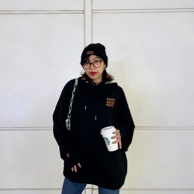 Áo Hoodie Nam Nữ Phối Hai Màu Đen Xám Mũ Rộng Hai Lớp Nỉ  Unisex  In Logo Cực Chất R18 Local Brand Chính Hãng BATIXA