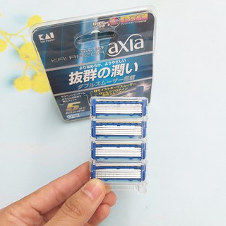 Hộp 4 lưỡi dao cạo râu 5 lưỡi kép KAI AXIA hàng Nhật nội địa (hộp lưỡi dao thay thế Kai AXIA) - Larva Store
