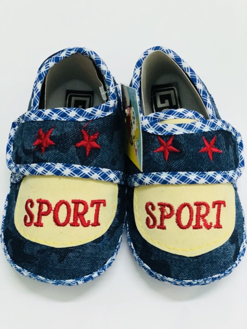 Giày tập đi đế bệt vải jean - Baby Sport