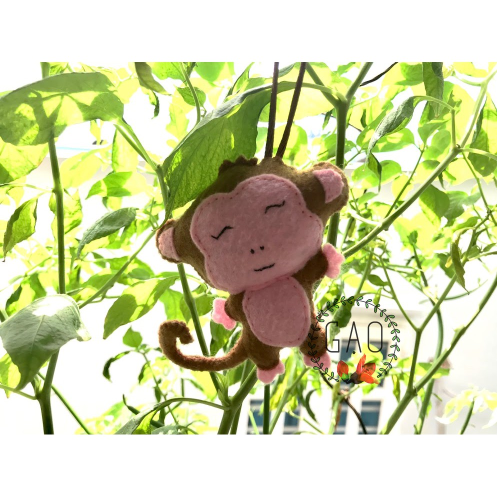Móc khoá, treo nôi khỉ nâu - handmade siêu cute