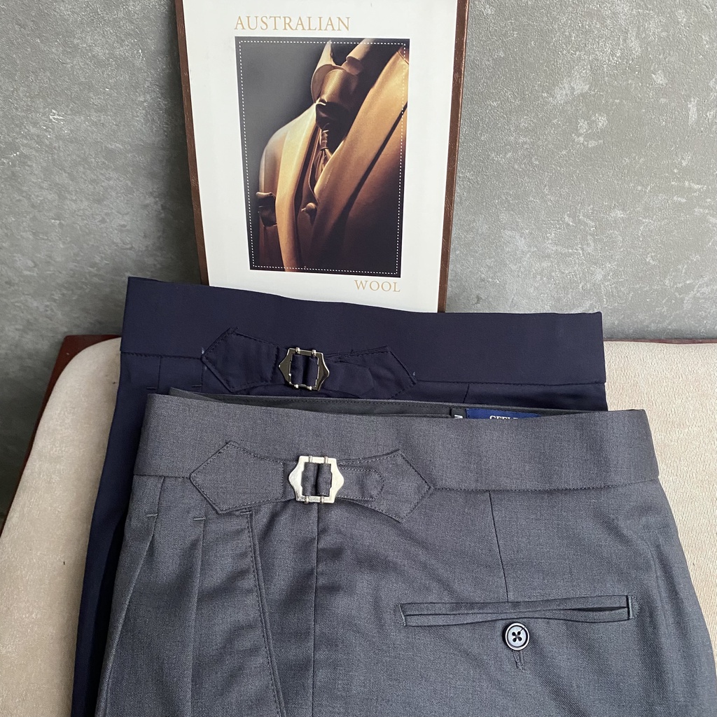 Quần Âu Ghi Cạp Cao Sidetab ống Lơ Vê - GEELE