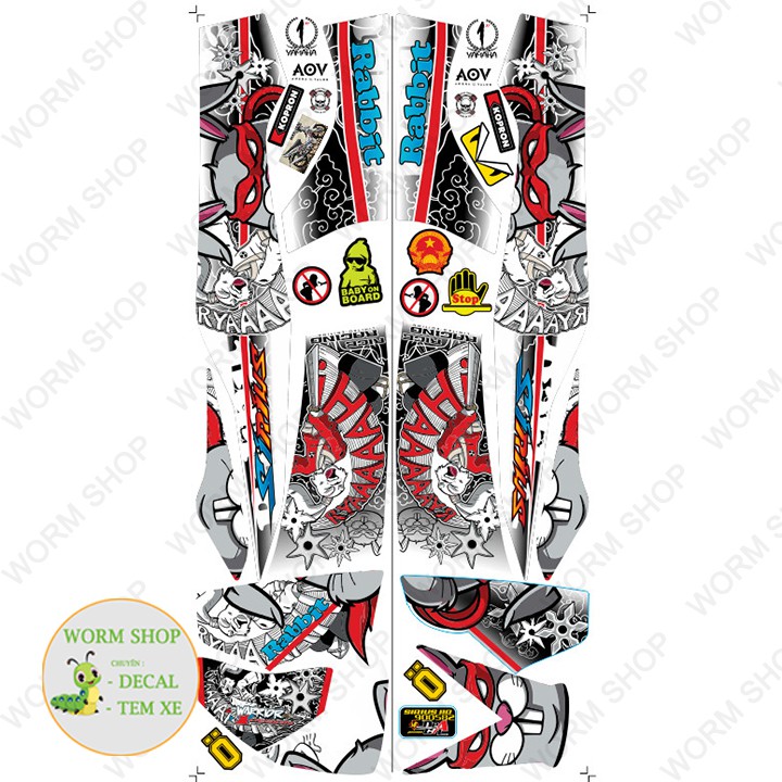 Tem Rời Sirius 110 & 50cc RABBIT - Tem dán xe Sirius 3 lớp cao cấp