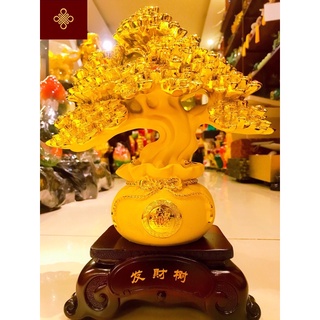 Tượng cây kim tiền phong thuỷ màu vàng kim sa