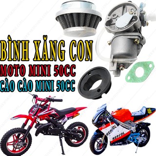 Bình xăng con xe moto mini 50cc | Bộ chế hòa khí cao cao mini 49cc