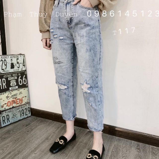 [Mã WA23150 giảm 20k đơn 150k] Quần jean baggy nữ _thêu chứ ở ống chân