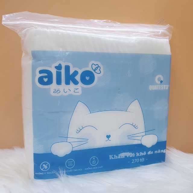 (100% HÀNG CTY AIKO) COMBO 3 BỊCH KHĂN VẢI KHÔ ĐA NĂNG AIKO (270 TỜ / BỊCH) - SIZE TRUNG (20CM x 15CM)