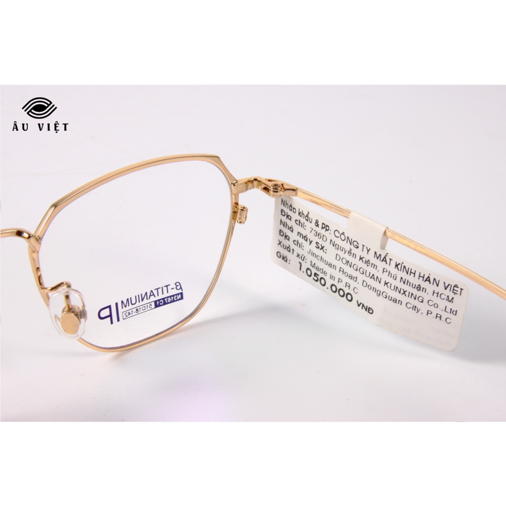 Gọng kính nam nữ unisex kim loại titanium dáng vuông Nikko N-3167 màu vàng viền đen Full box