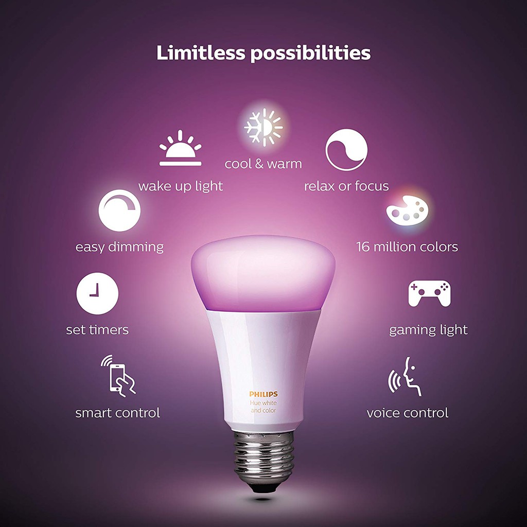 Bóng đèn màu thông minh Philips Hue White and Color Ambiance, 16 triệu màu