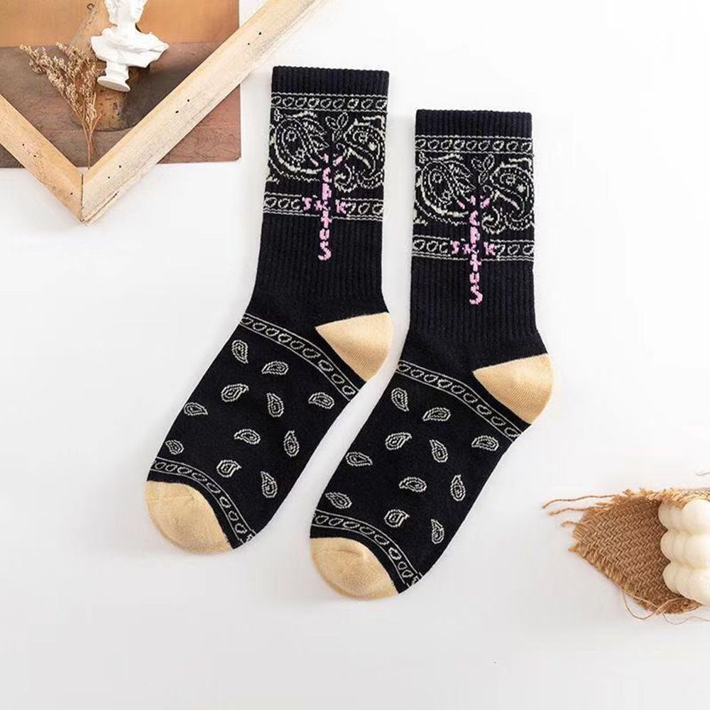 Vớ cotton ống dài thoáng khí in chữ thời trang dành cho nam và nữ