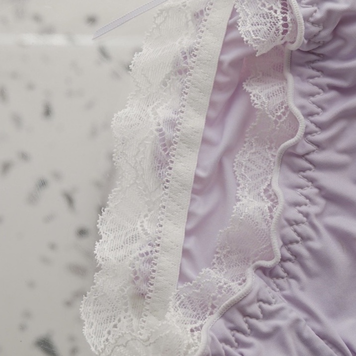 Quần lót cotton bánh bèo viền ren Tim sắc màu D1-09