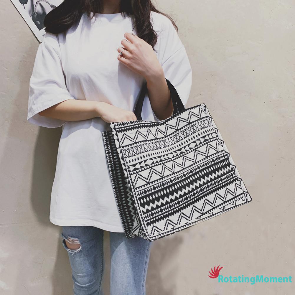 ∰RO∰ Retro Women Canvas Printing Shoulder Shopping Bag Casual Large Tote Handbag
