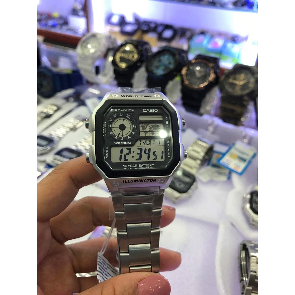 Đồng hồ Nam Casio World Time AE1200 Chính Hãng