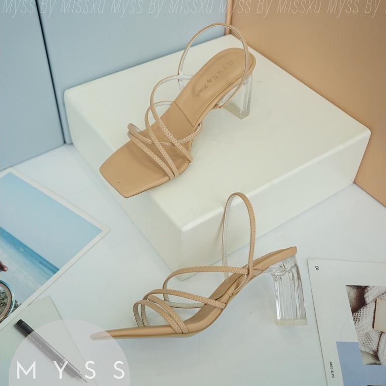 Giày sandal nữ dây chéo phối gót trong 7 cm cao cấp MYSS - SD151
