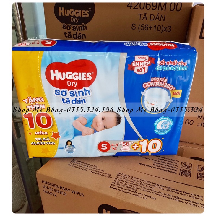 Tã dán sơ sinh Huggies size S- 56 miếng (bọc kén con tằm)