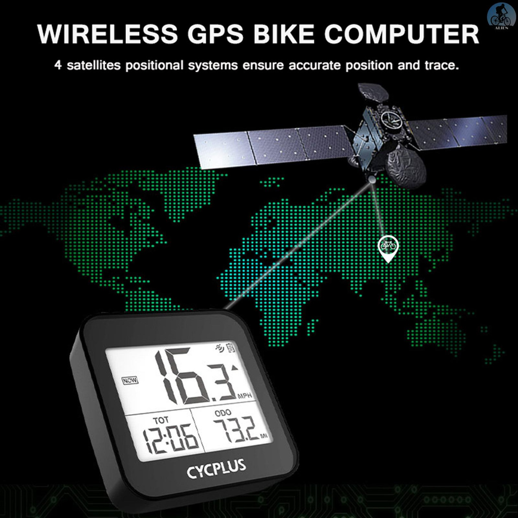 Wireless GPS Bike Computer IPX6 Bicycle Compute with Auto Backlight Cycling Speedometer