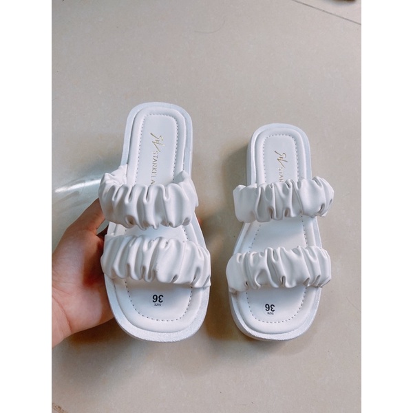 Dép nữ 2 quai nhún đế bằng siêu xinh