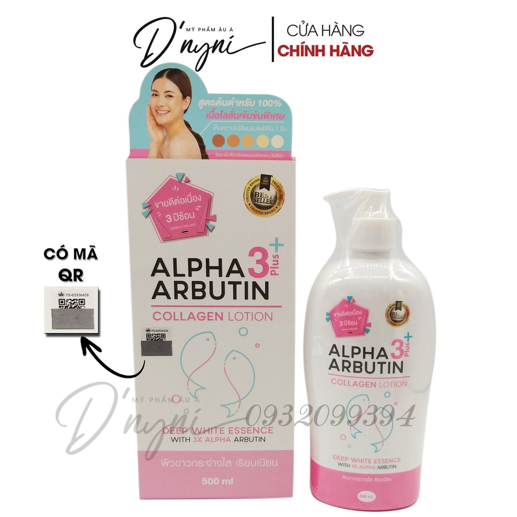 Sữa dưỡng trắng da Alpha Arbutin Collagen Collagen Lotion 3+ Plus 500ml