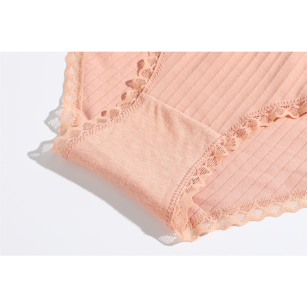 SMY Set 3 quần lót nữ cotton thoáng khí cạp vừa viền ren có 8 màu