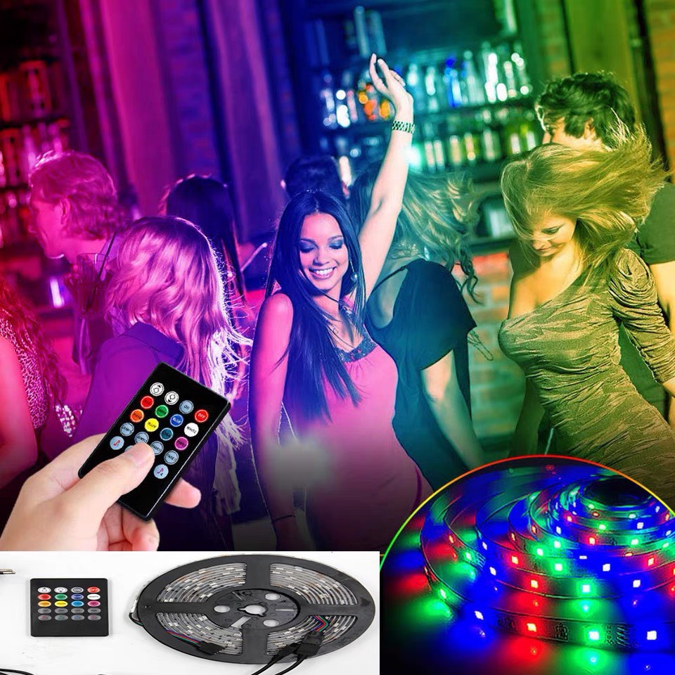 Combo 25m Dây đèn Led tiktok cảm ứng nhạc + Nguồn 12V, dây Led đổi màu RGB chống nước có keo dán sẵn