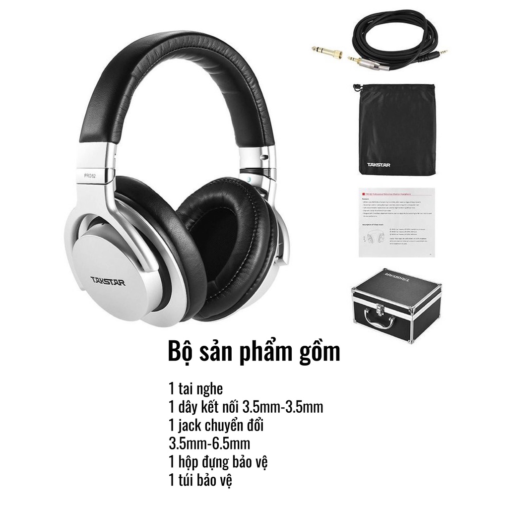 Tai Nghe Chụp Tai Cao Cấp Takstar PRO 82 Chống Ồn, Nghe Nhạc, Kiểm Âm Livestream Hát Karaoke Chính Hãng Bảo Hành 1 Năm