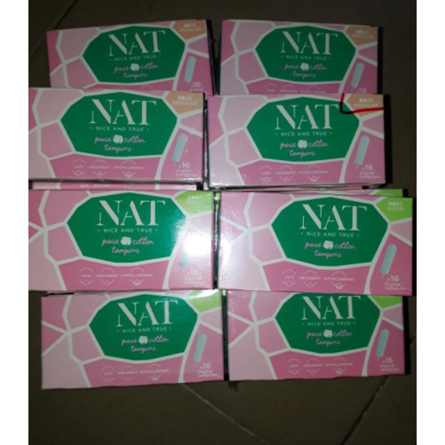 Tampons hữu cơ NAT siêu thấm loại 3 giọt (Super) không có cần đẩy x 16 miếng/hộp