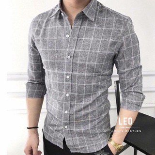 Áo sơ mi nam đũi dáng ôm tay dài cổ bẻ