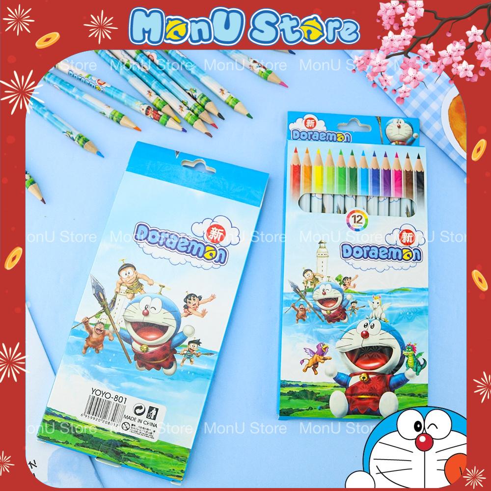 Hộp 12 cây bút chì màu gỗ DORAEMON DOREMON dễ thương cute MON0053